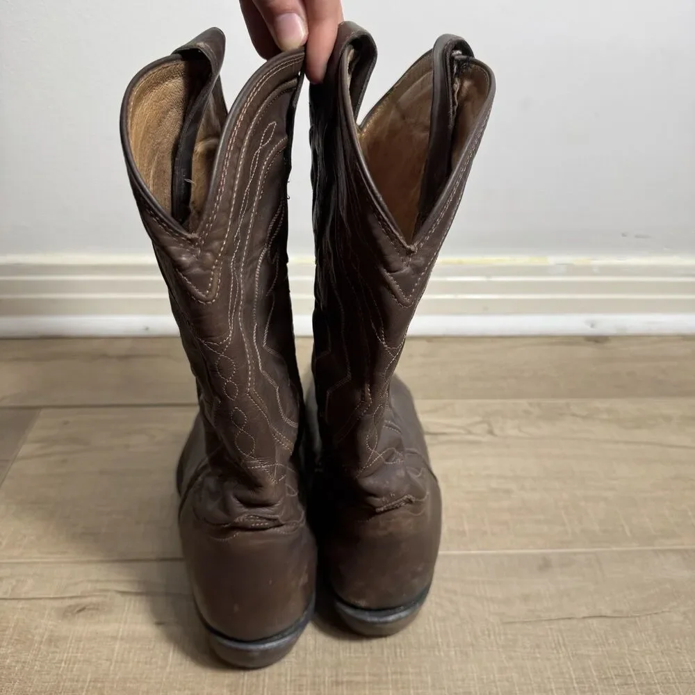 Tony Lama Men's 11 D Brown Leather Western Cowboy Boots Handcrafted Made in USA